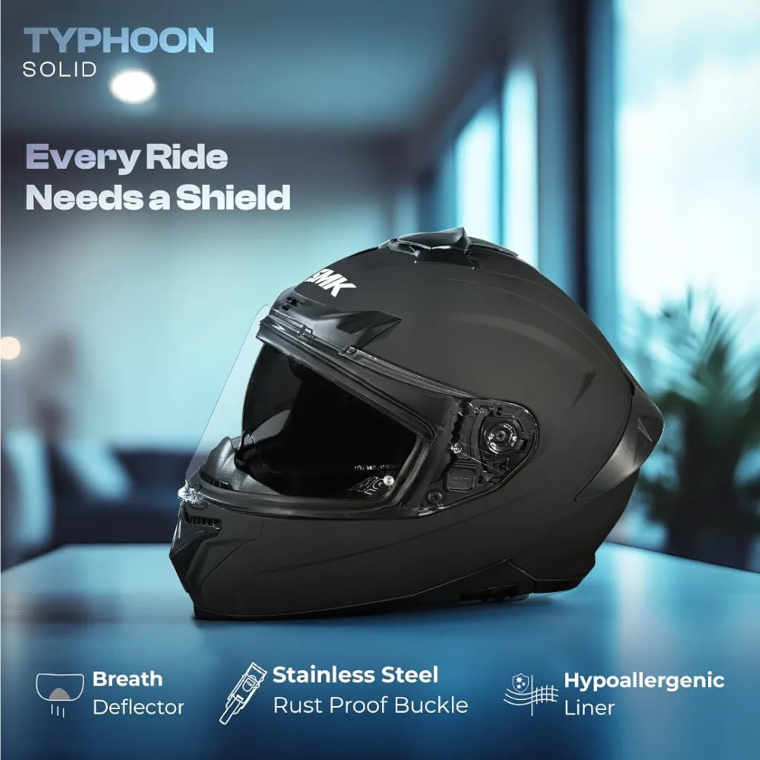 کلاه کاسکت SMK TYPOON فک ثابت